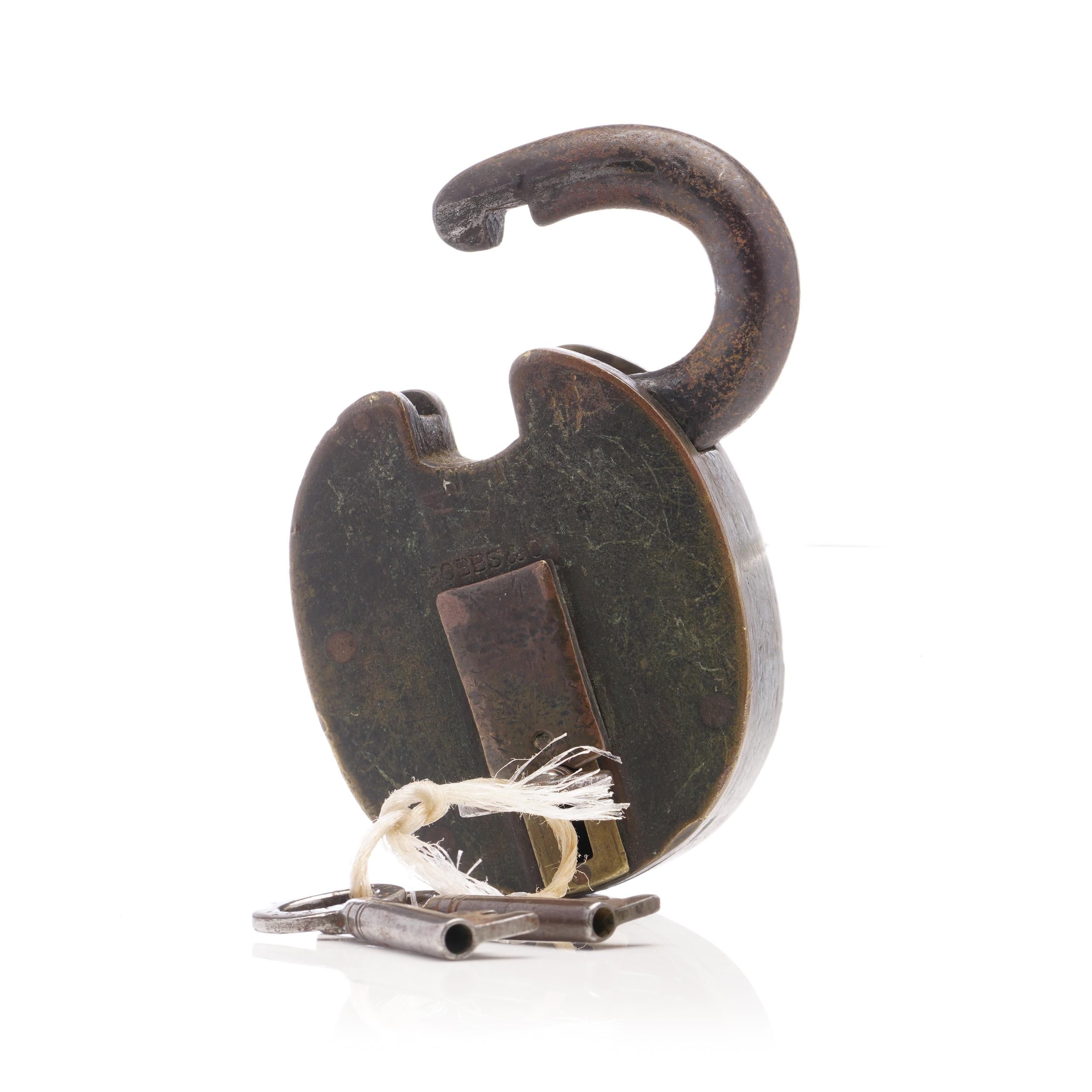 19th Century Hobbs & Co. - Antique heavy Victorian Padlock  For Sale