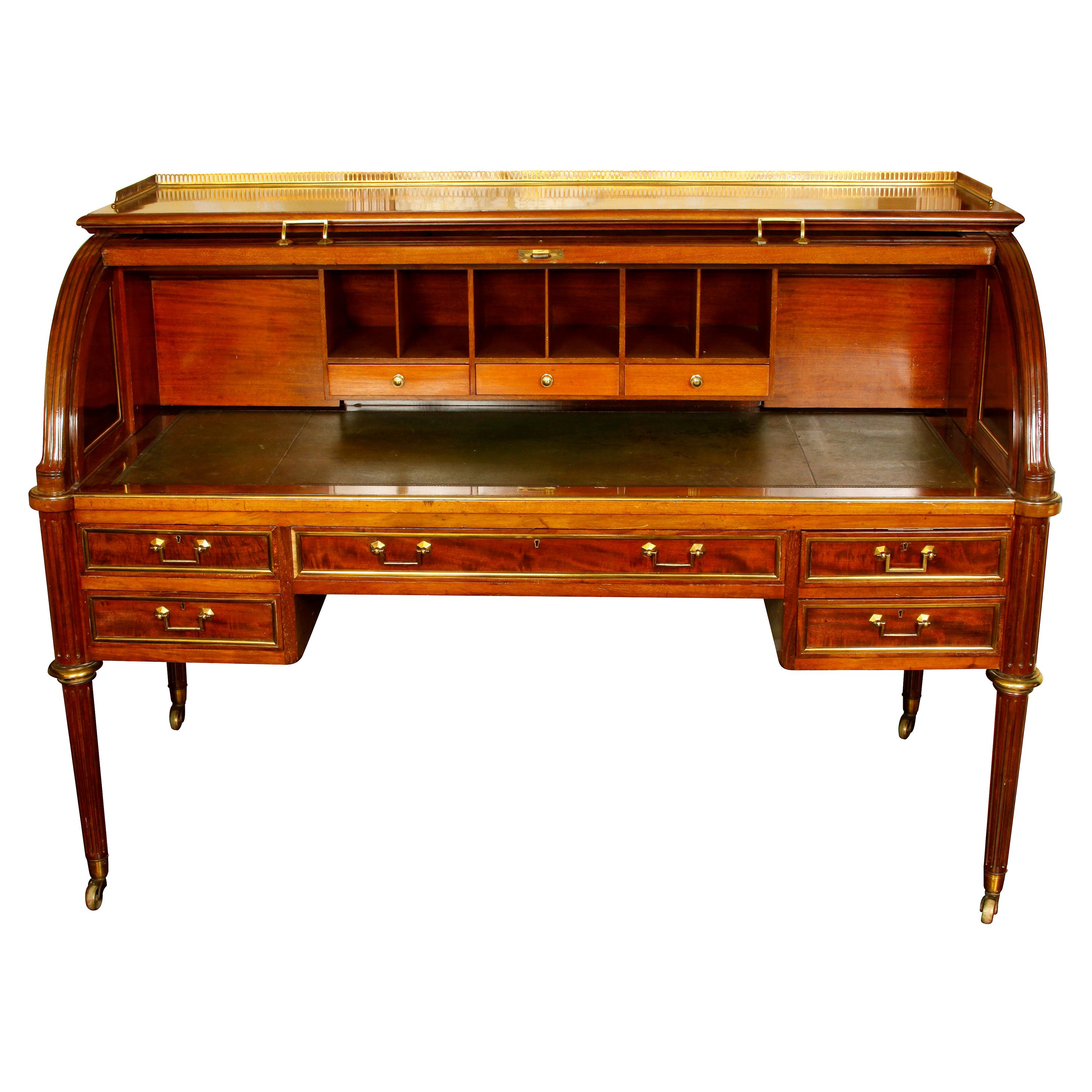 Hobbs 
Co Louis XVI Style Mahogany and Brass Roll Top Desk