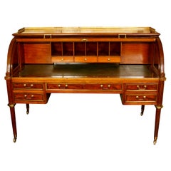 Hobbs & Co Louis XVI Style Mahogany and Brass Roll Top Desk