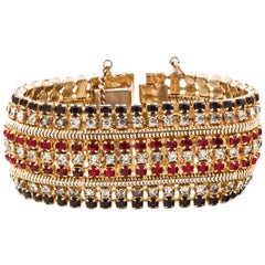 Retro Hobe Crystal and Gilt Metal Bracelet