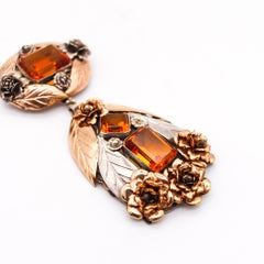 Hobe Et Co. 1940 Pendant with Brooch in Sterling and 14 Karat Gold with Citrines
