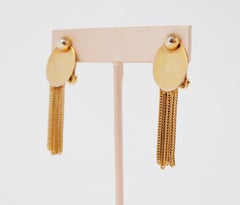 Hobé Mesh Fringe Tassel Clip-On Earrings Pair, circa 1970, Signed