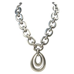 Vintage Hobé Silver Metal Chain Link Necklace