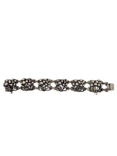 Hobe Sterling Silver Floral Panel Link Bracelet #21543
