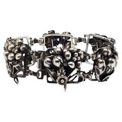 Hobe Sterling Silver Floral Panel Link Bracelet #21543