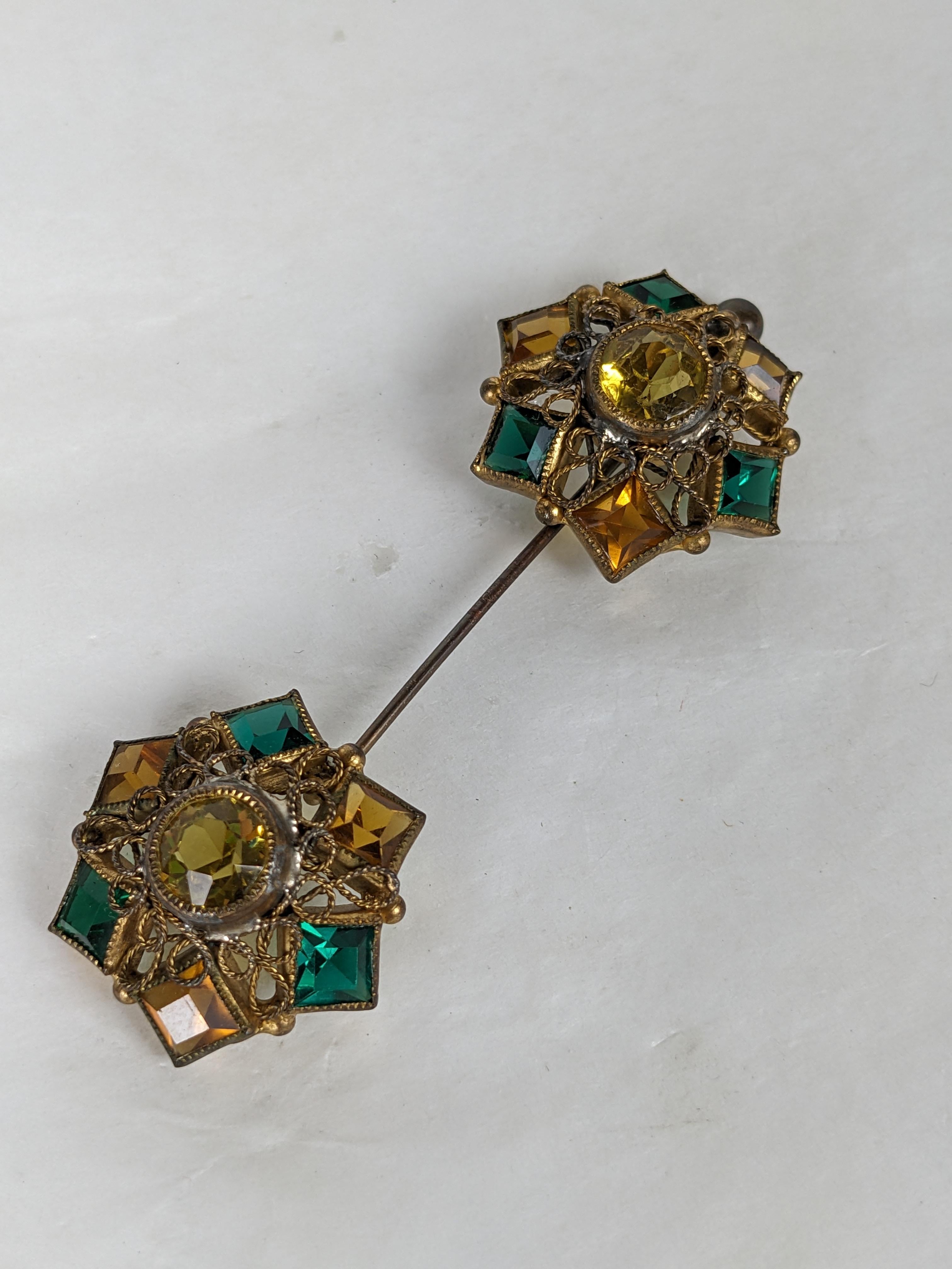 Art Deco Hobe Style Jabot Brooch In Good Condition For Sale In New York, NY