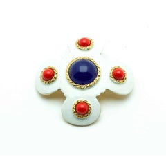 Hobé Vintage White Red Blue Brooch, 60s