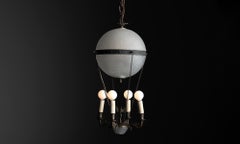 Hobnail Glass & Brass Chandelier, France, circa 1920