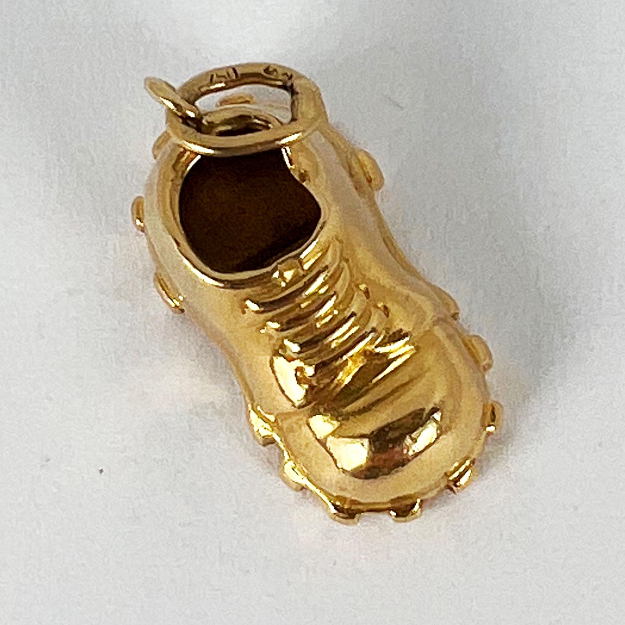 Hobnail Shoe 18K Yellow Gold Charm Pendant For Sale 7
