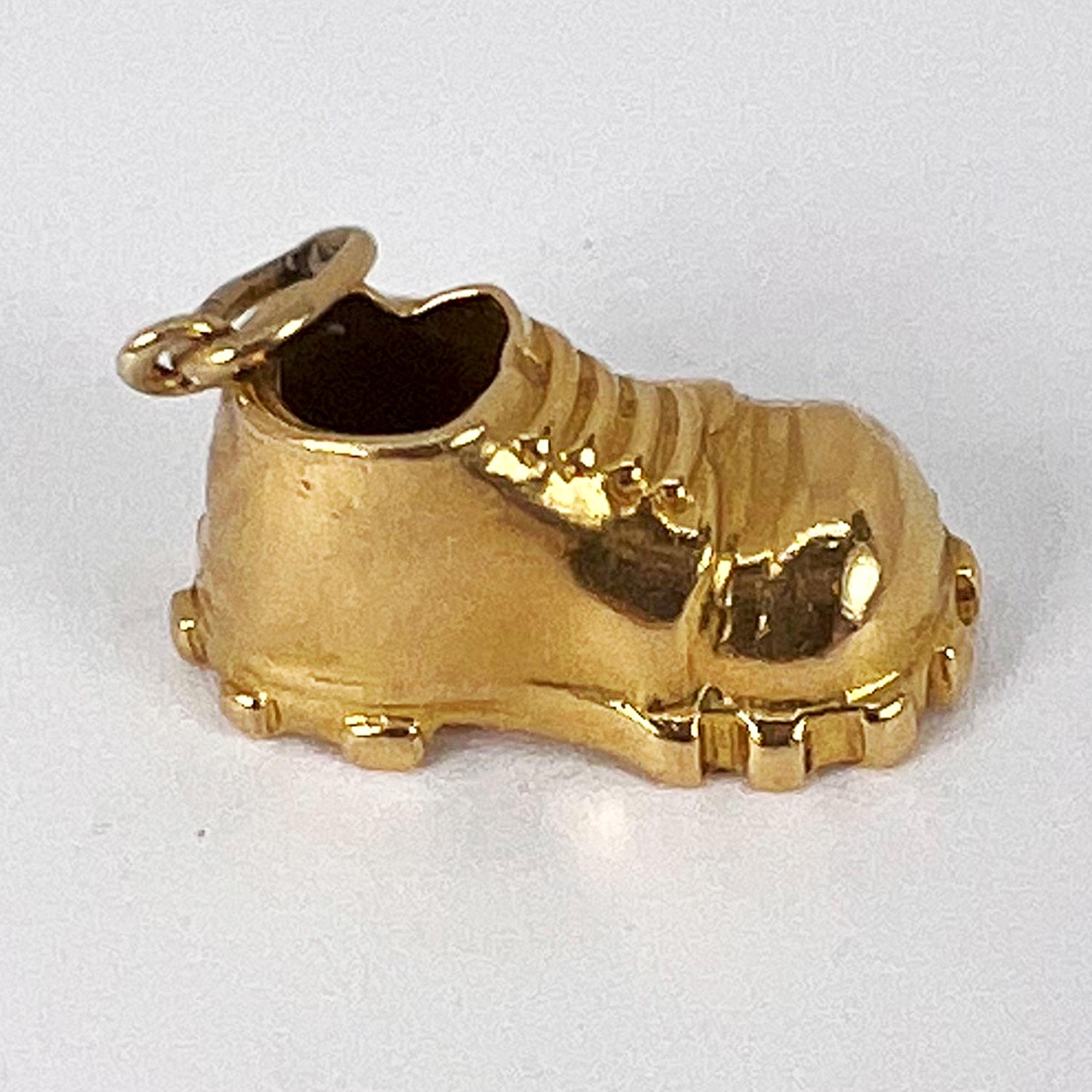 Hobnail Shoe 18K Yellow Gold Charm Pendant For Sale 8