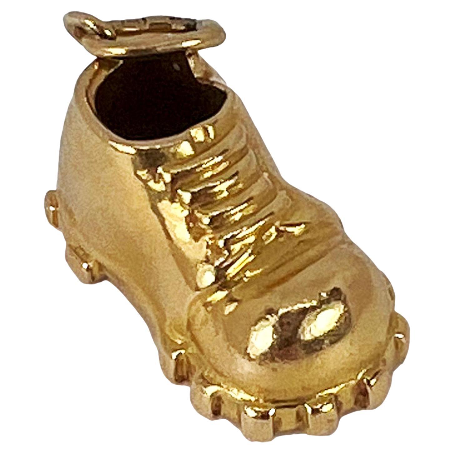 Hobnail Shoe 18K Yellow Gold Charm Pendant For Sale