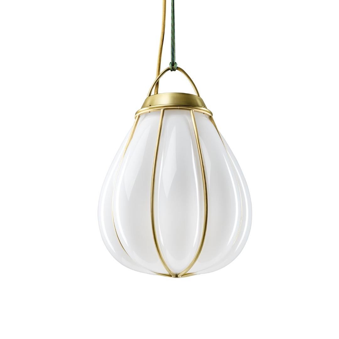 Contemporary 'Hobo' Glass and Brass Pendant by Örsjö For Sale