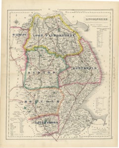 Hobson Fox Hunting Map of Lincolnshire, Lord Yarborough's Hunt, circa 1870