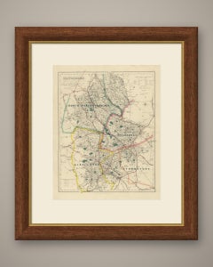 Hobson Fox Hunting Map of Staffordshire, North Staffordshire Hunt, circa 1870
