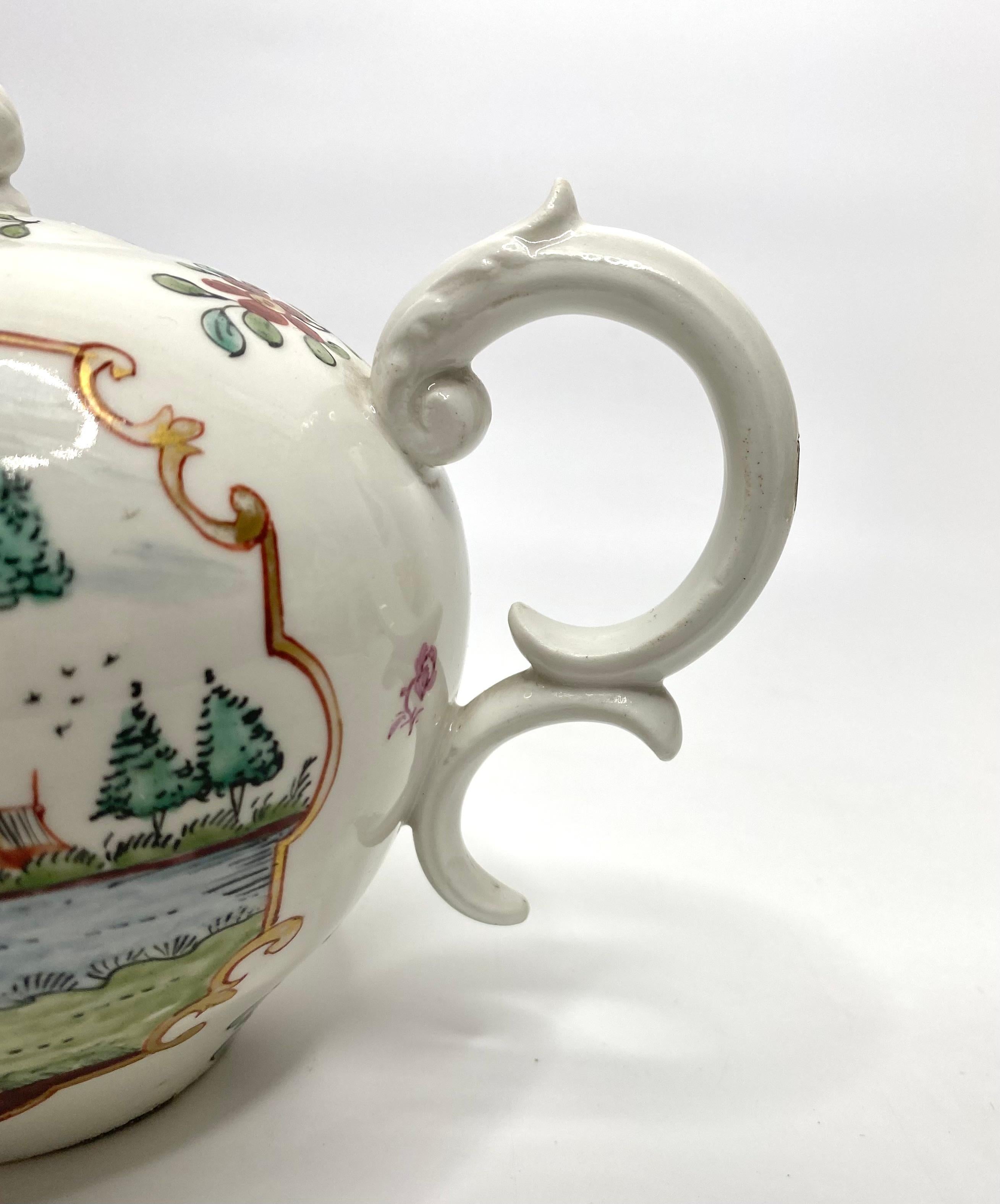 Fired Hochst porcelain teapot & cover, c. 1755. For Sale