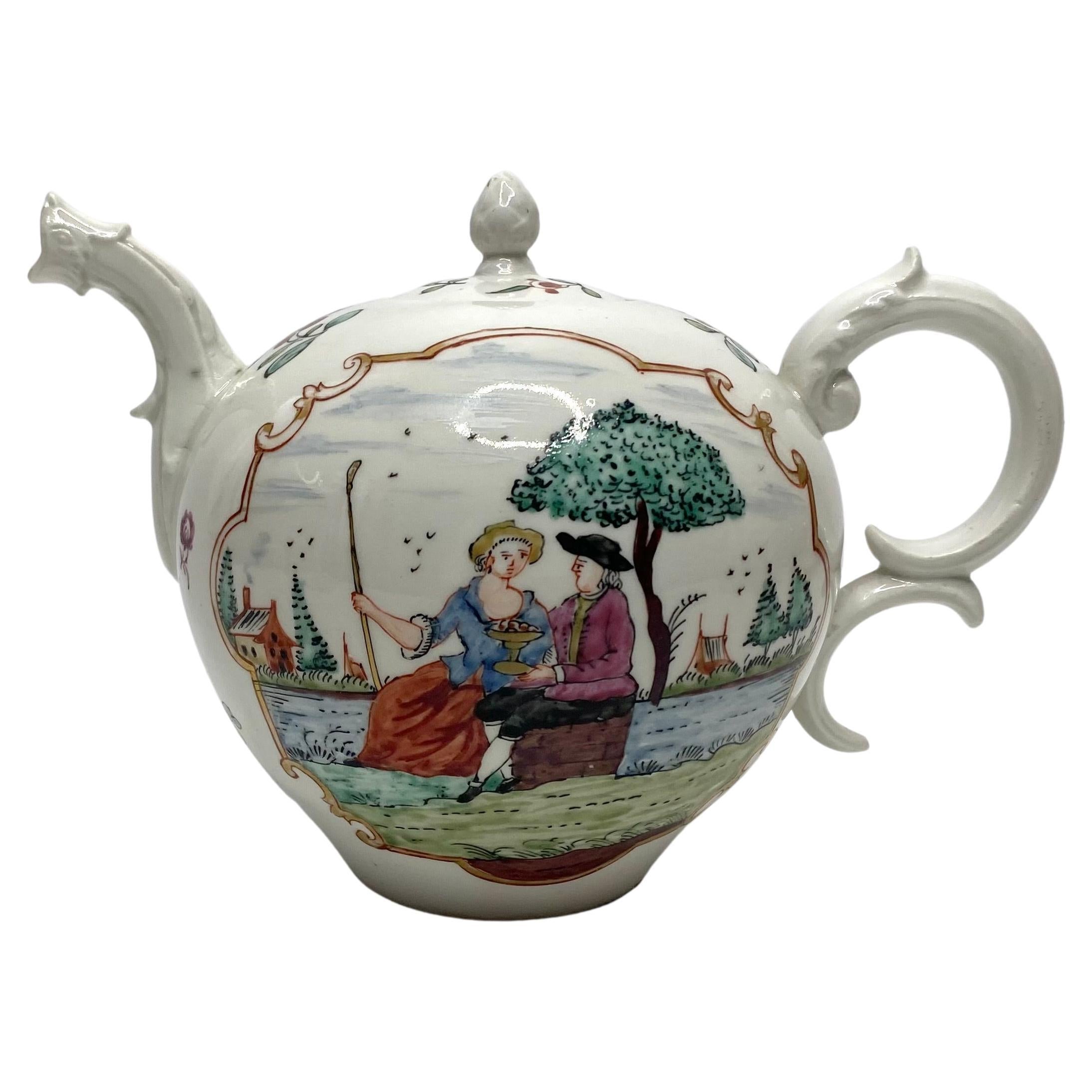 Hochst porcelain teapot & cover, c. 1755. For Sale
