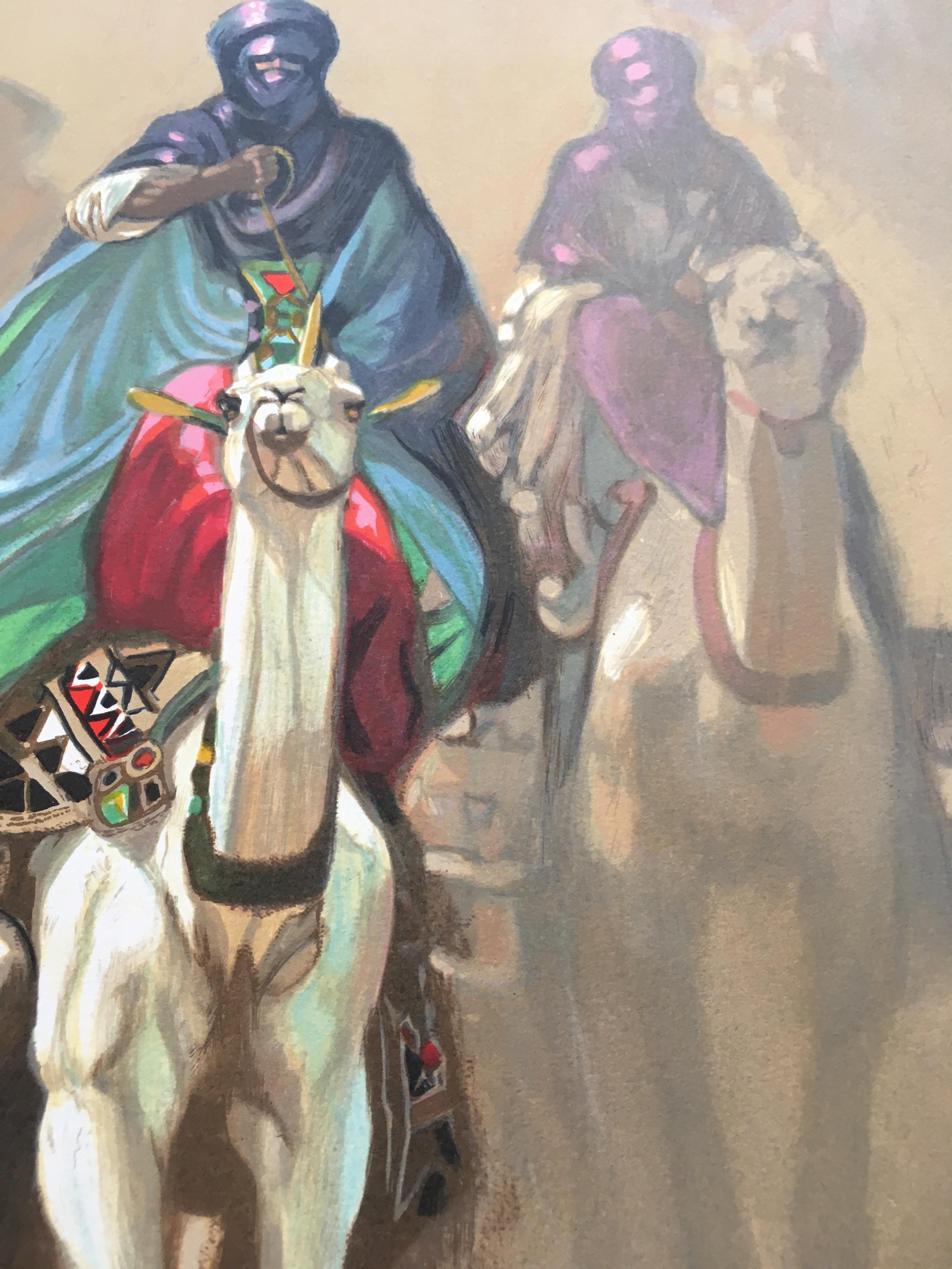 Les Convoyeurs de la Dot, Lithograph, Limited Edition Numbered and Signed - Other Art Style Print by Hocine Ziani