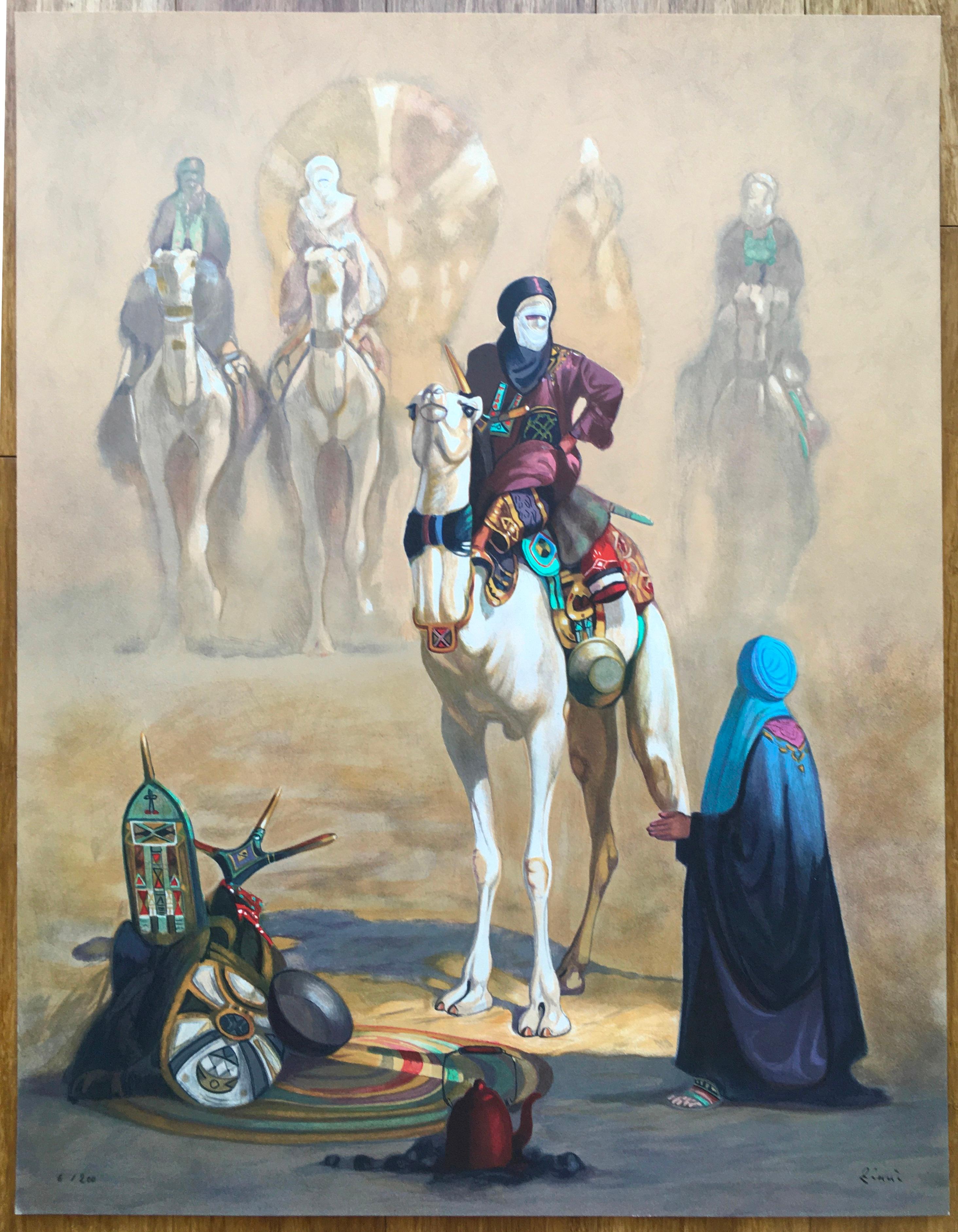Figurative Print Hocine Ziani - Selle et Théière, Lithographie, Edition limitée numérotée et signée par l'Artistics
