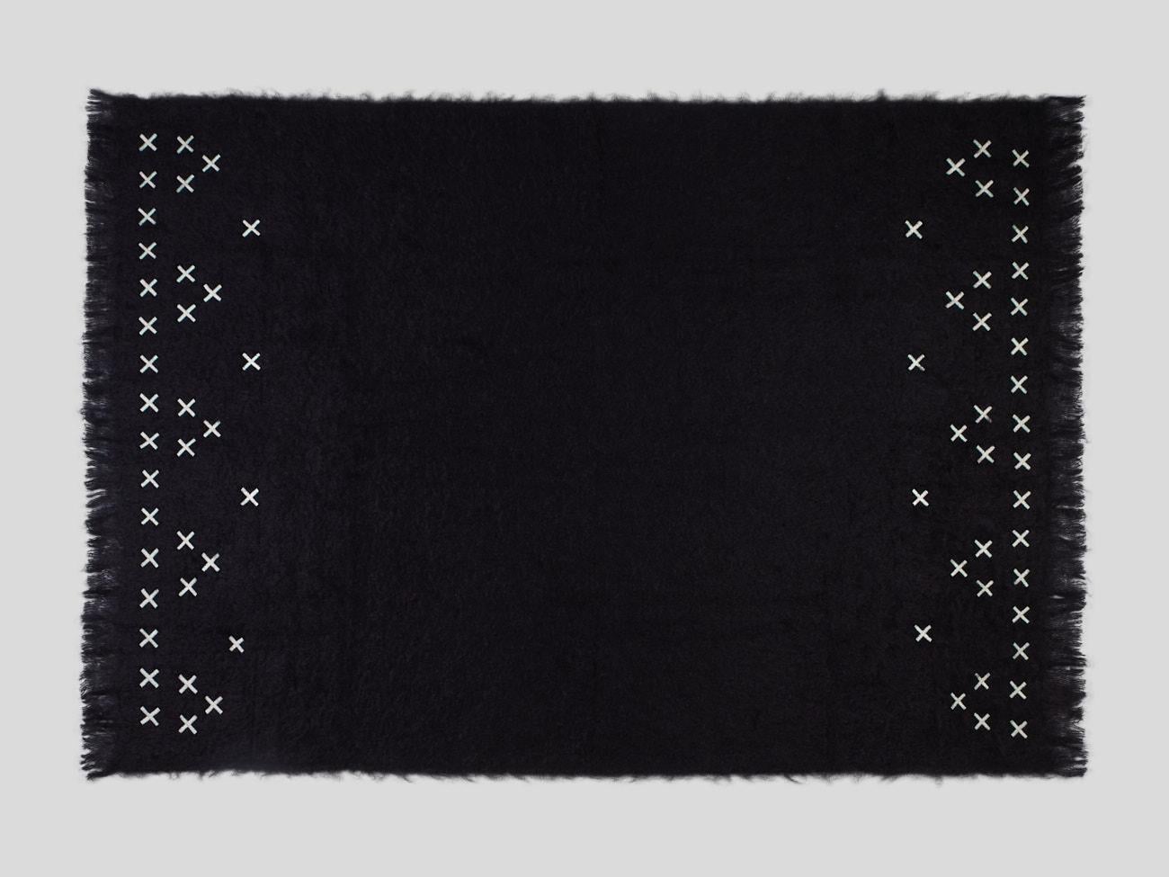 Hand-Crafted Hocken, Hand Embroidered Black Throw Blanket