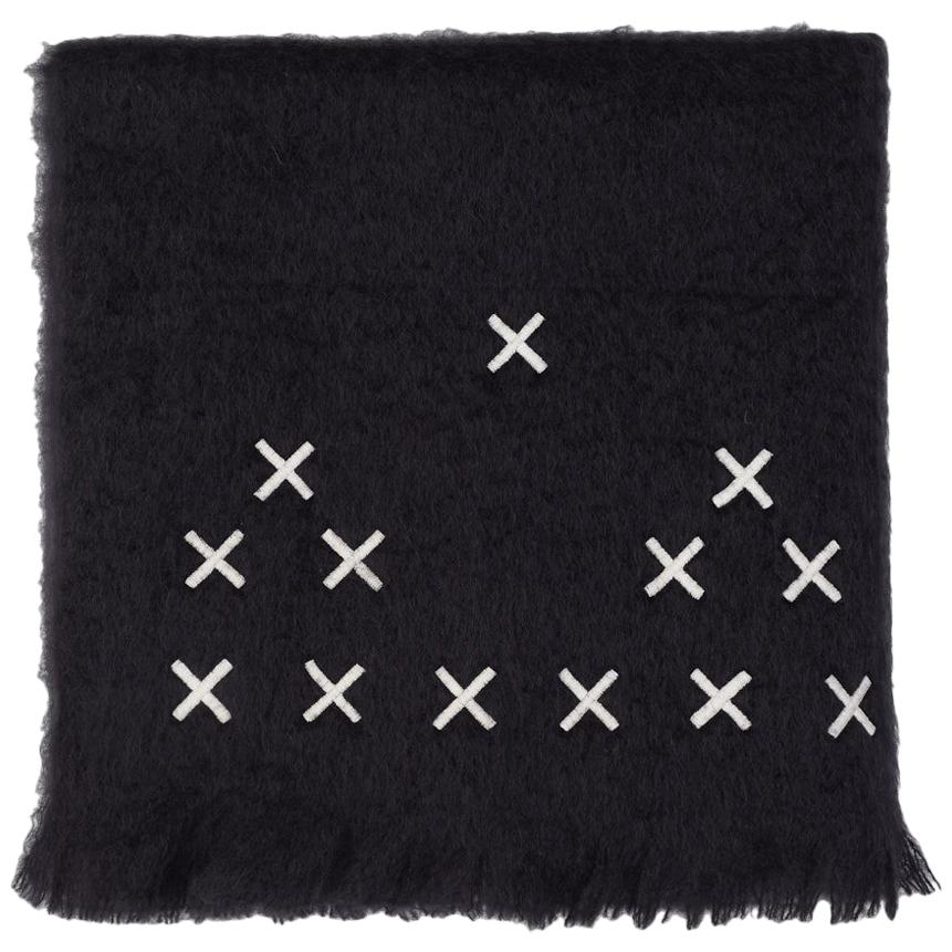 Hocken, Hand Embroidered Black Throw Blanket