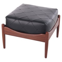 Hocker di Kristian Vedel di Søren Willadsen Møbelfabrik, 1963 Pelle nera
