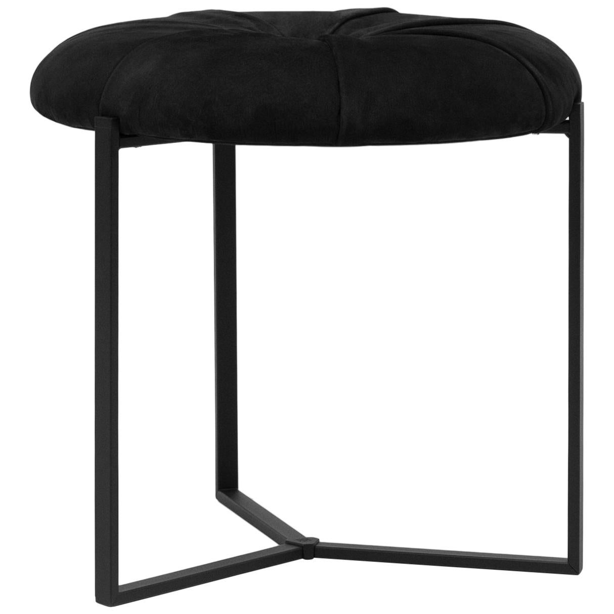 GHYCZY Hocker Pivot T82P Charcoal, Brass aged, Black Fabric, Rounded Chair 