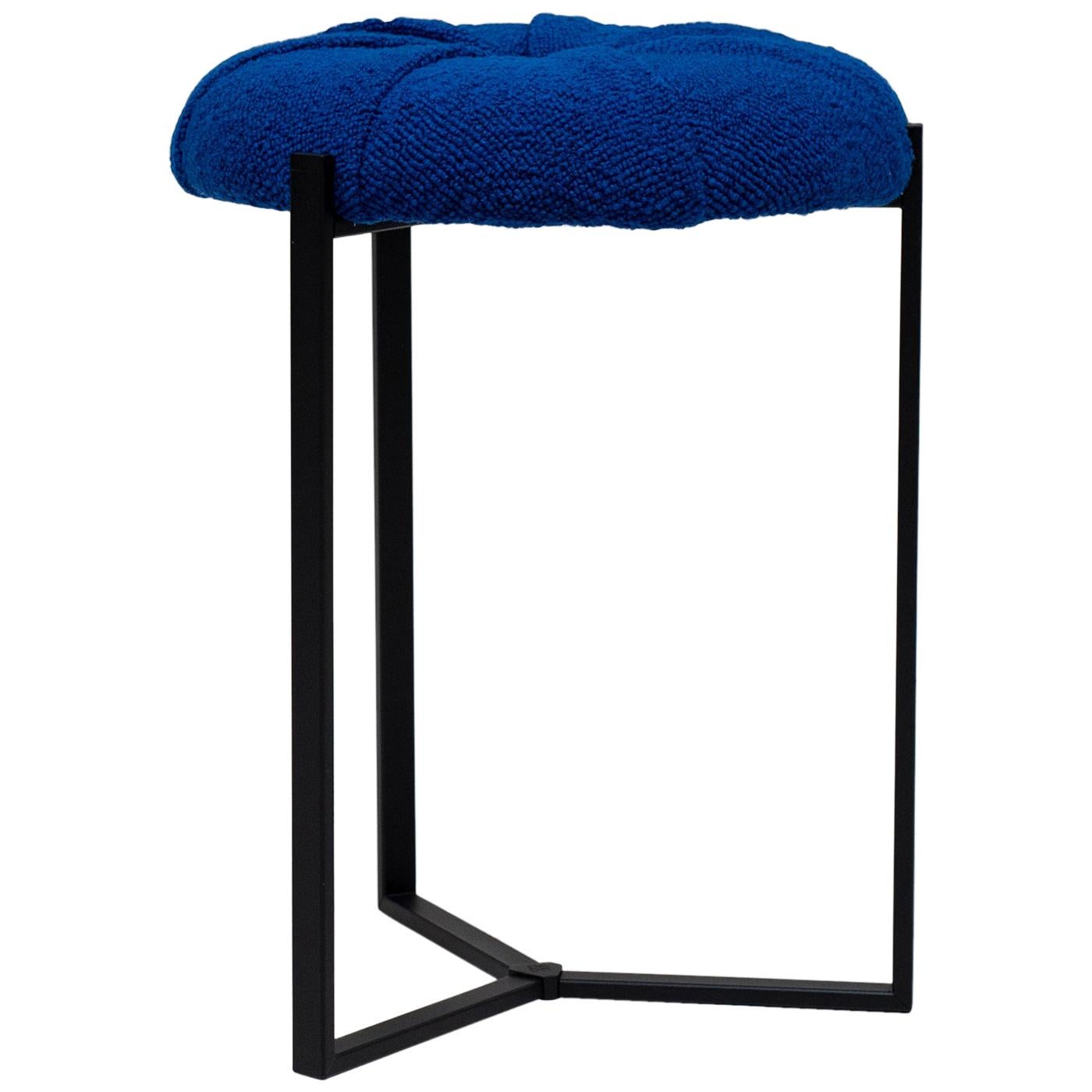 GHYCZY Hocker Pivot T82P, Charcoal Frame, Fabric Cobalt Blue Karandash, Round  For Sale