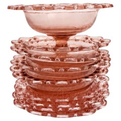 Hocking Glass Old Colony Pink Depression Glass Dessert Service, 1935