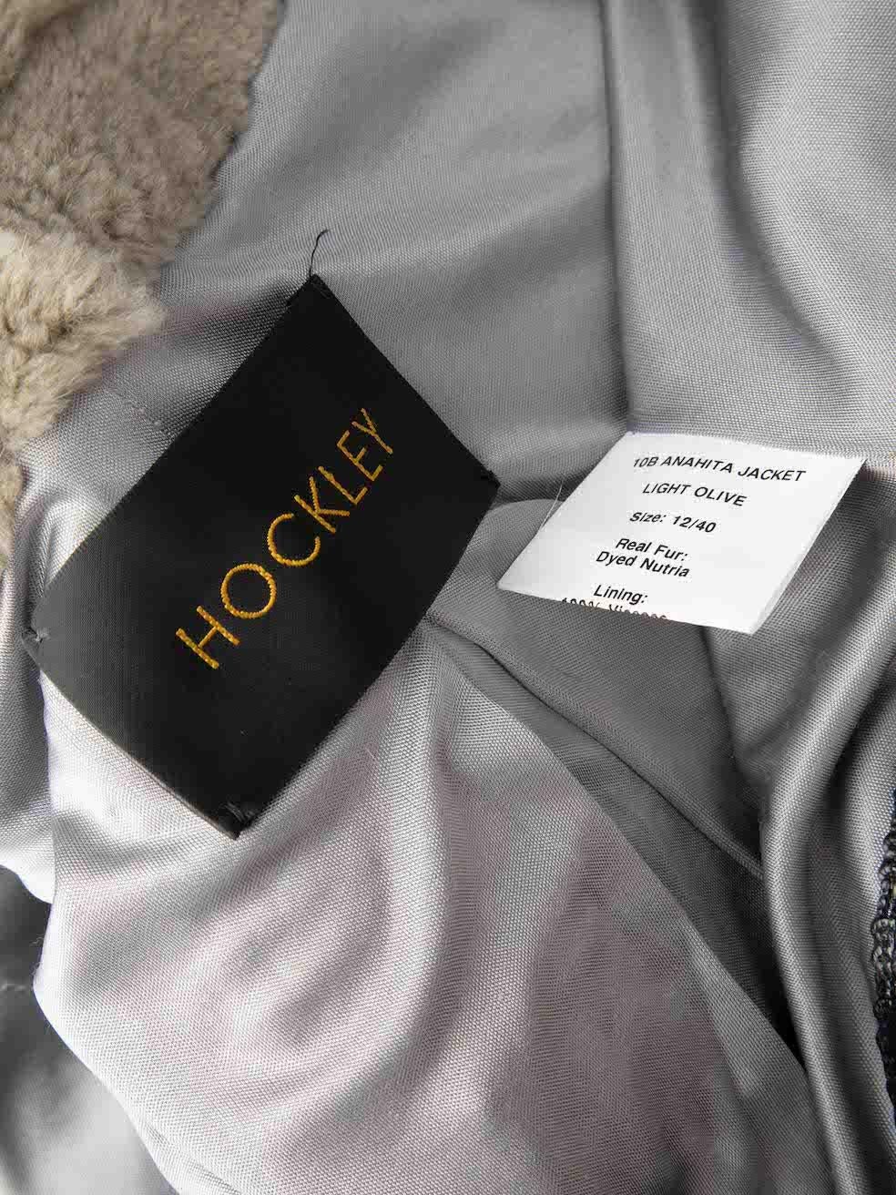 Hockley Grau Nutria Pelz Tasche Detail Jacke Größe L im Zustand „Hervorragend“ in London, GB