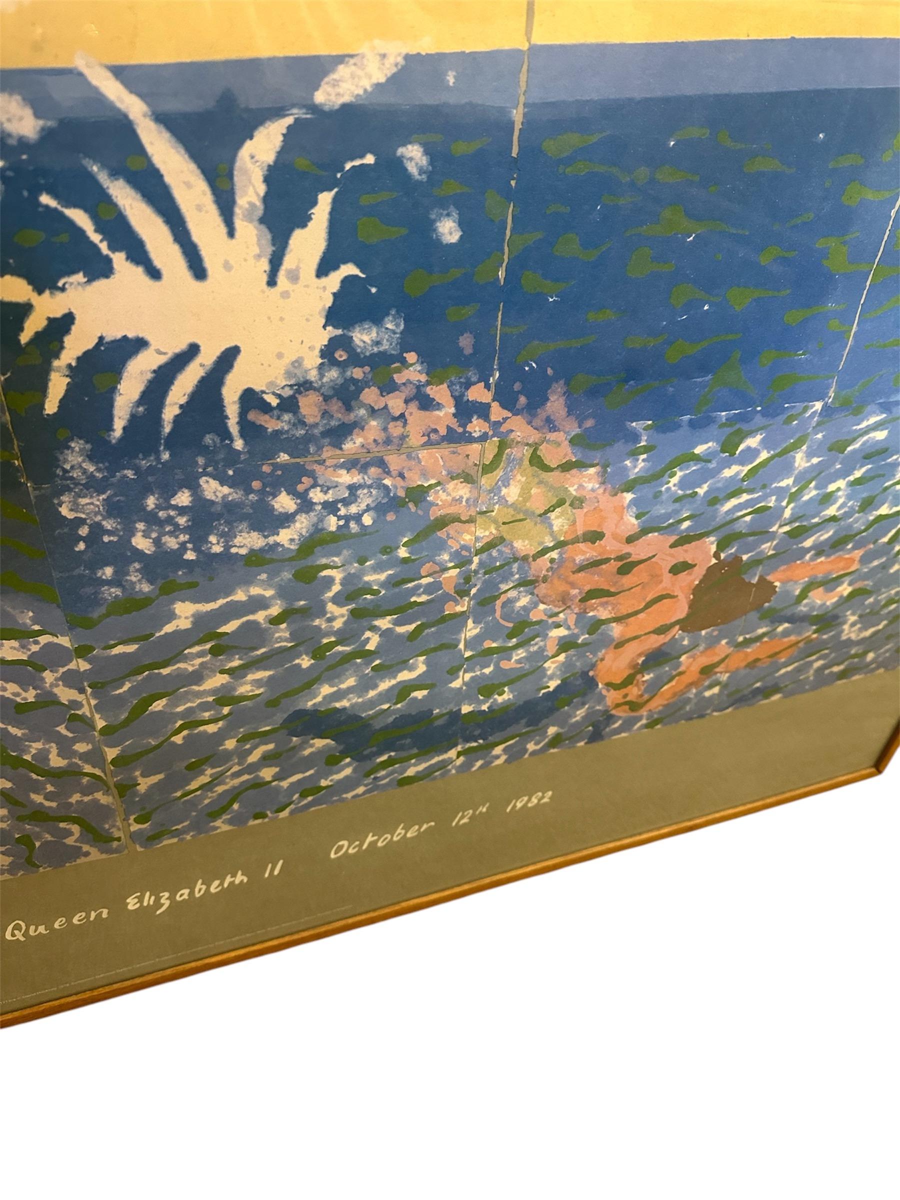David Hockney, Un buceador de piscinas de papel Litografía siglo XX en venta