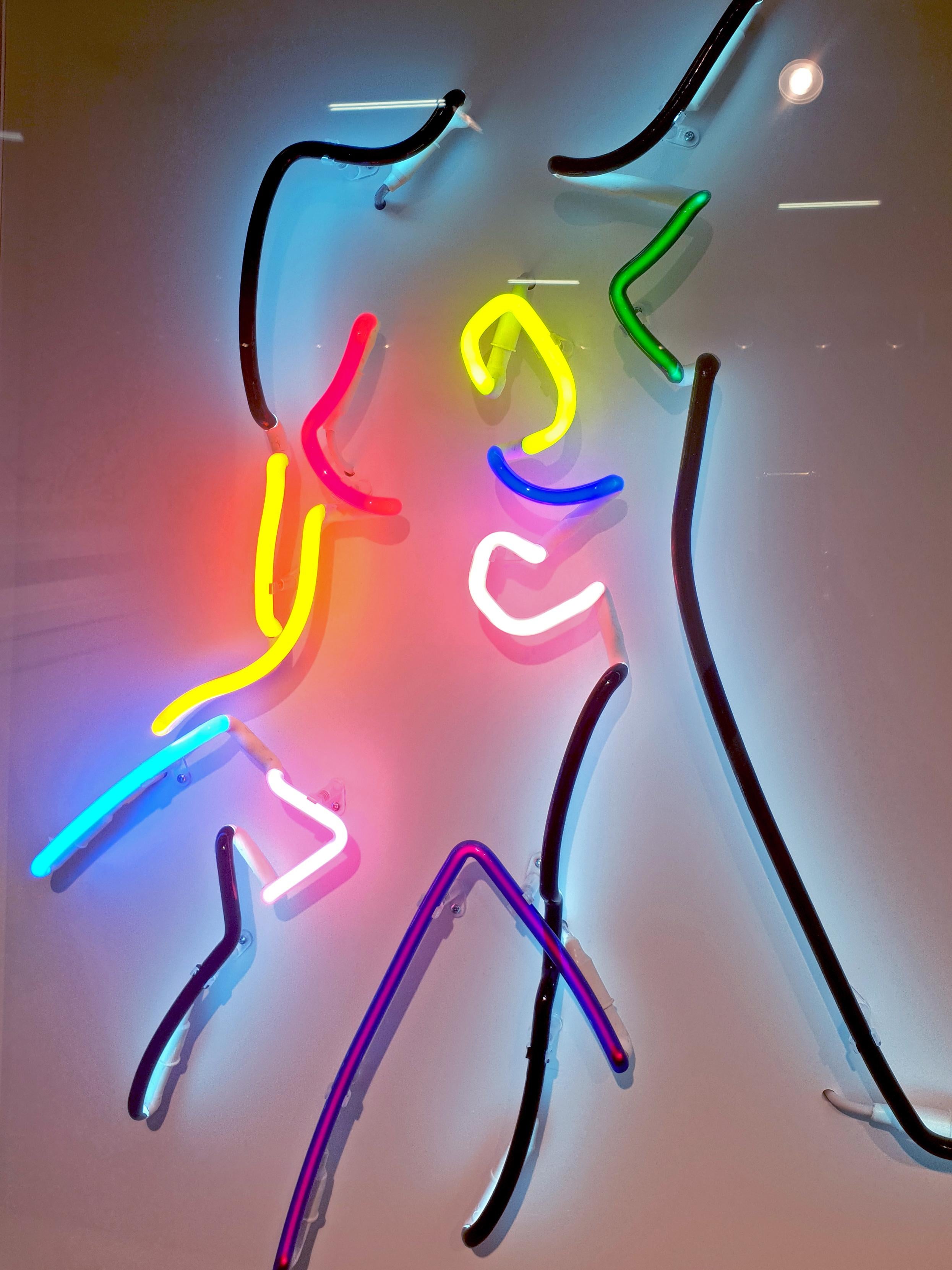 Neon After Modigliani - Abstract colorful Neon artwork by Hock Tee Tan 1