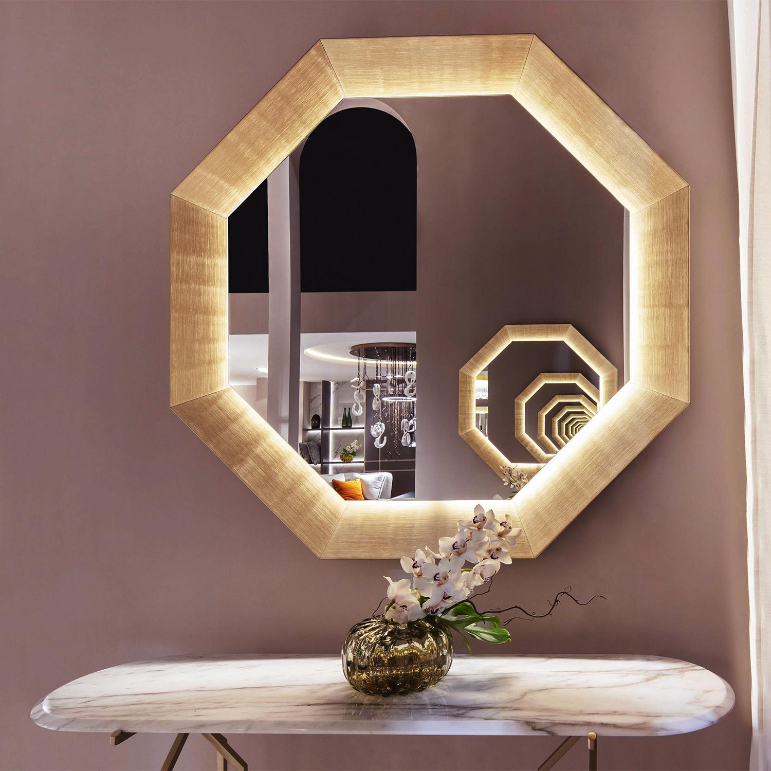Contemporary Hocto Gold Matte Mirror For Sale