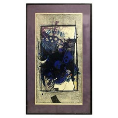 Hodaka Yoshida Signed Limited Edition Japanese Woodblock Print "Cause, Blue"