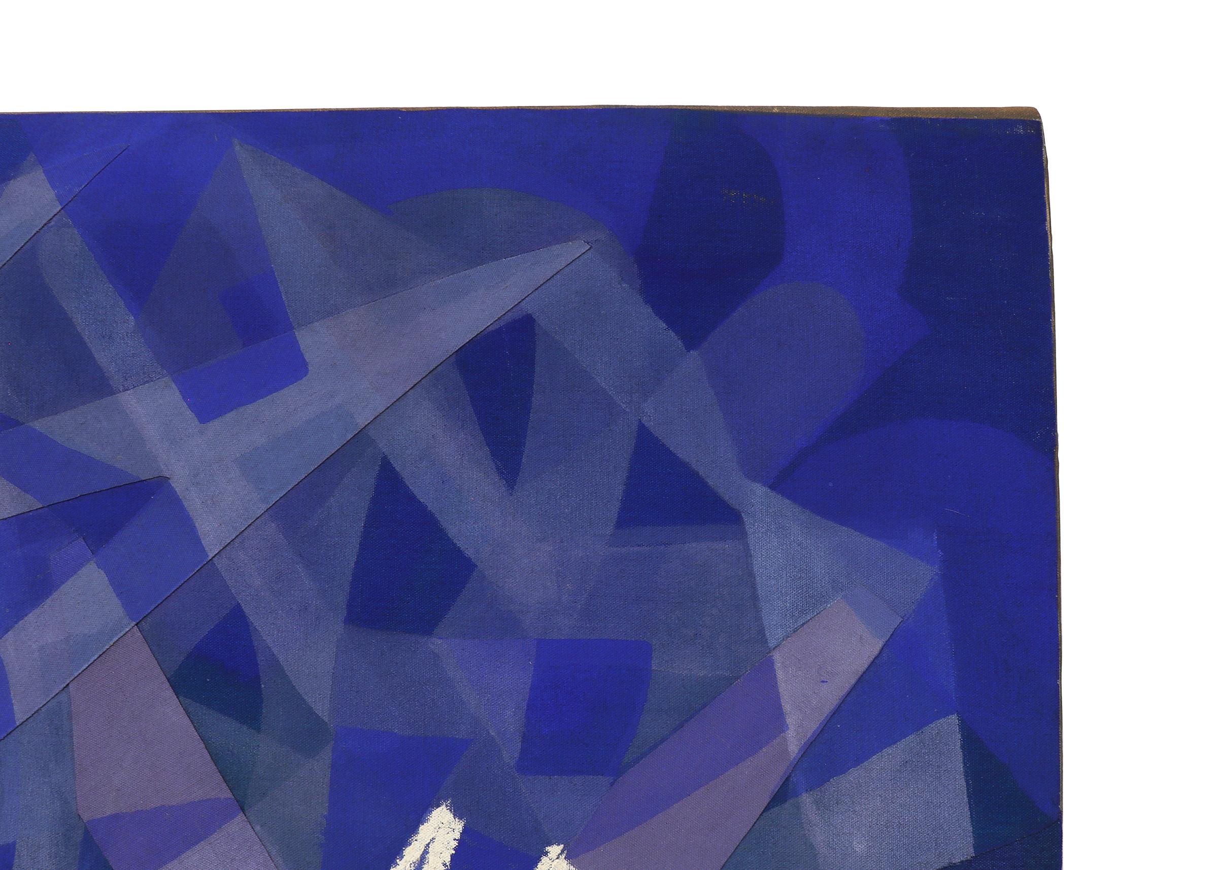 Peinture sur toile abstraite moderniste américaine représentant la neige des mers, bleu, blanc et gris - Abstrait Painting par Hoff, Margo