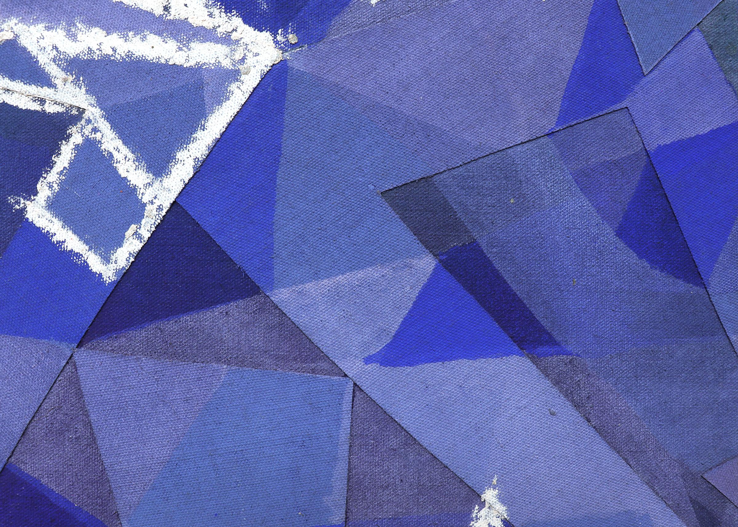 Peinture sur toile abstraite moderniste américaine représentant la neige des mers, bleu, blanc et gris en vente 3