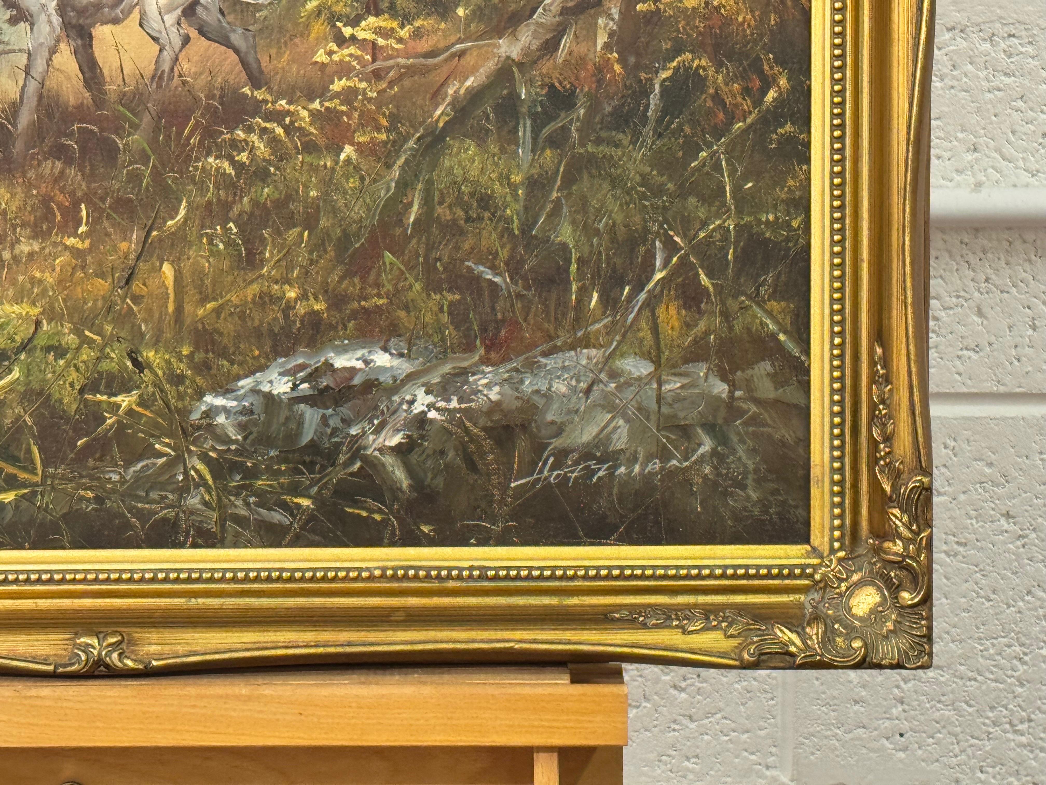 Jagdhund und zwei Vögel fliegen in den Wäldern auf dem Lande in England im Angebot 5