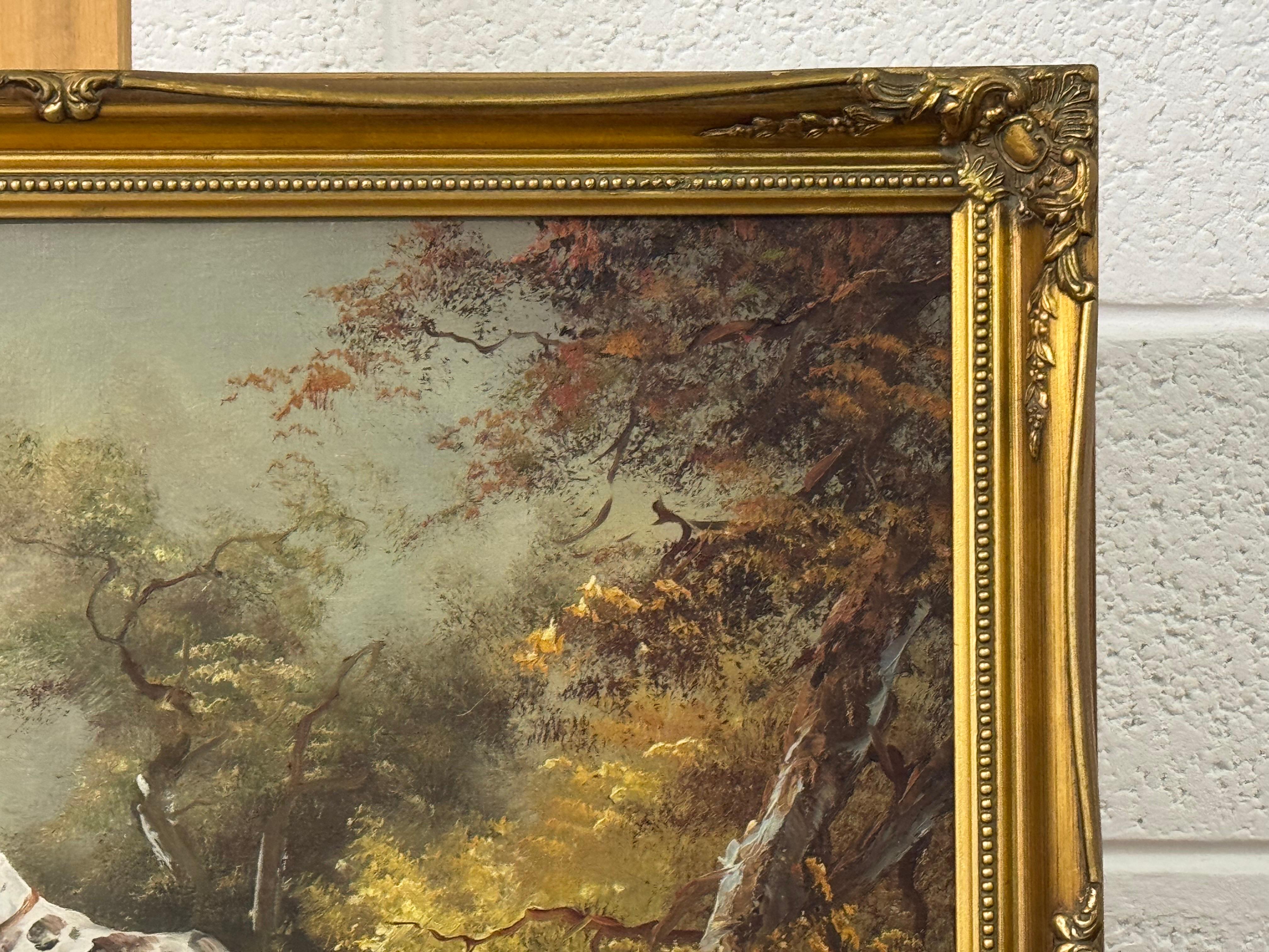 Jagdhund und zwei Vögel fliegen in den Wäldern auf dem Lande in England im Angebot 6