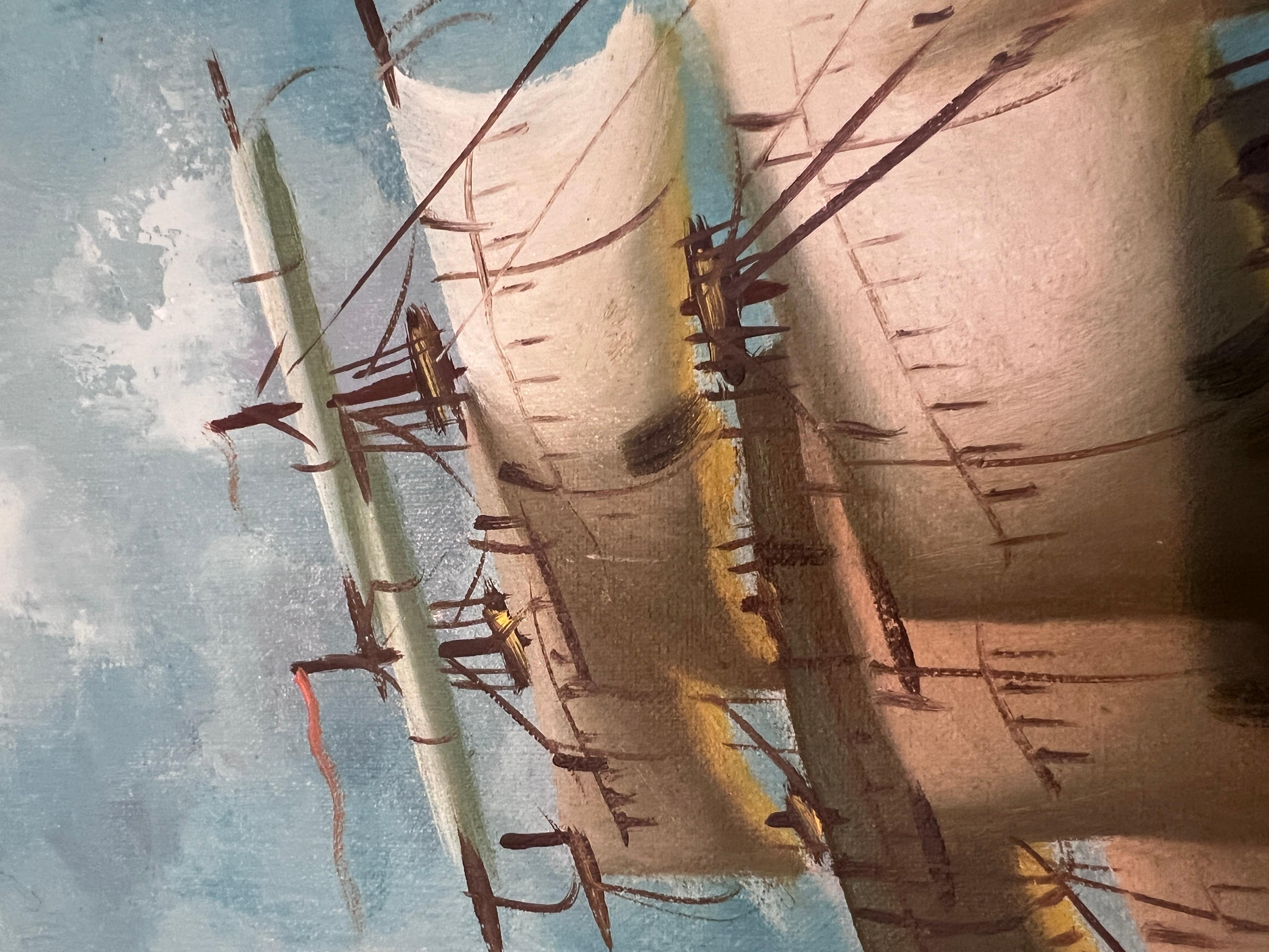 Majestic Tall Ship Original Oil Painting on canvas – Signed Hoffman – Framed im Angebot 11