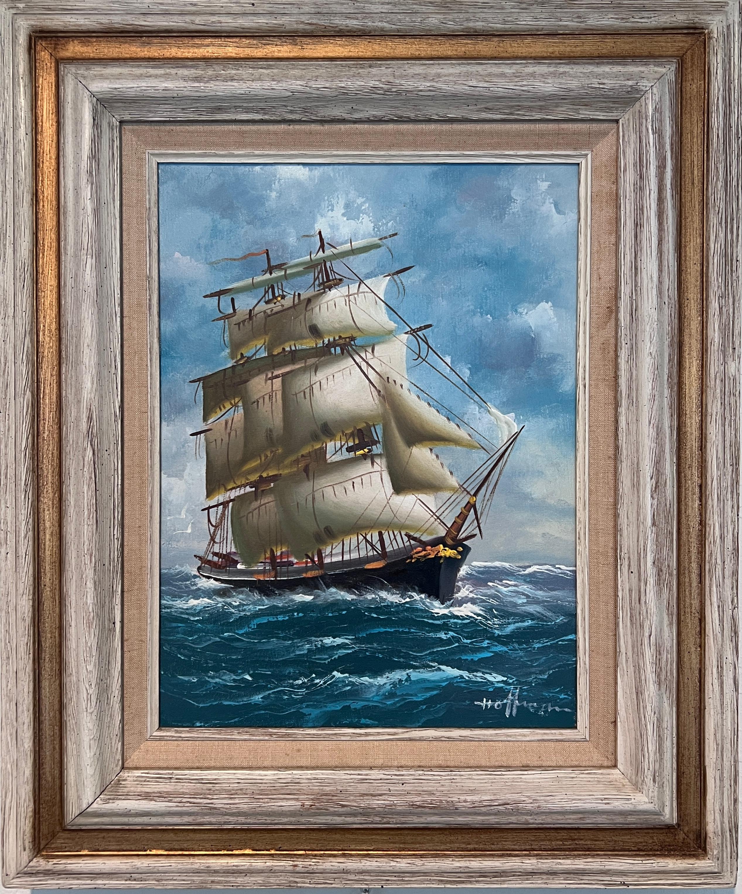 Majestic Tall Ship Original Oil Painting on canvas – Signed Hoffman – Framed im Angebot 1