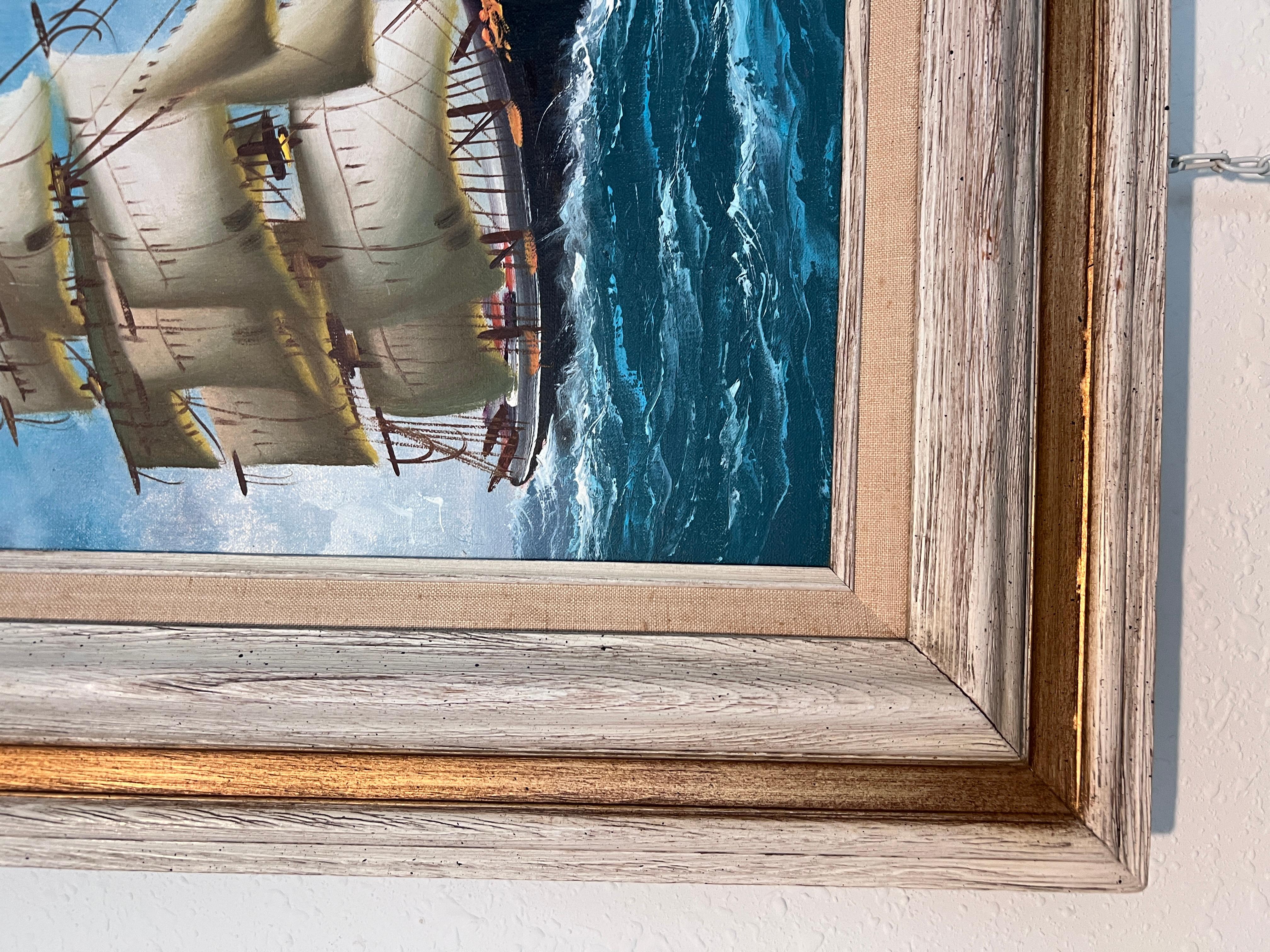 Majestic Tall Ship Original Oil Painting on canvas – Signed Hoffman – Framed im Angebot 4