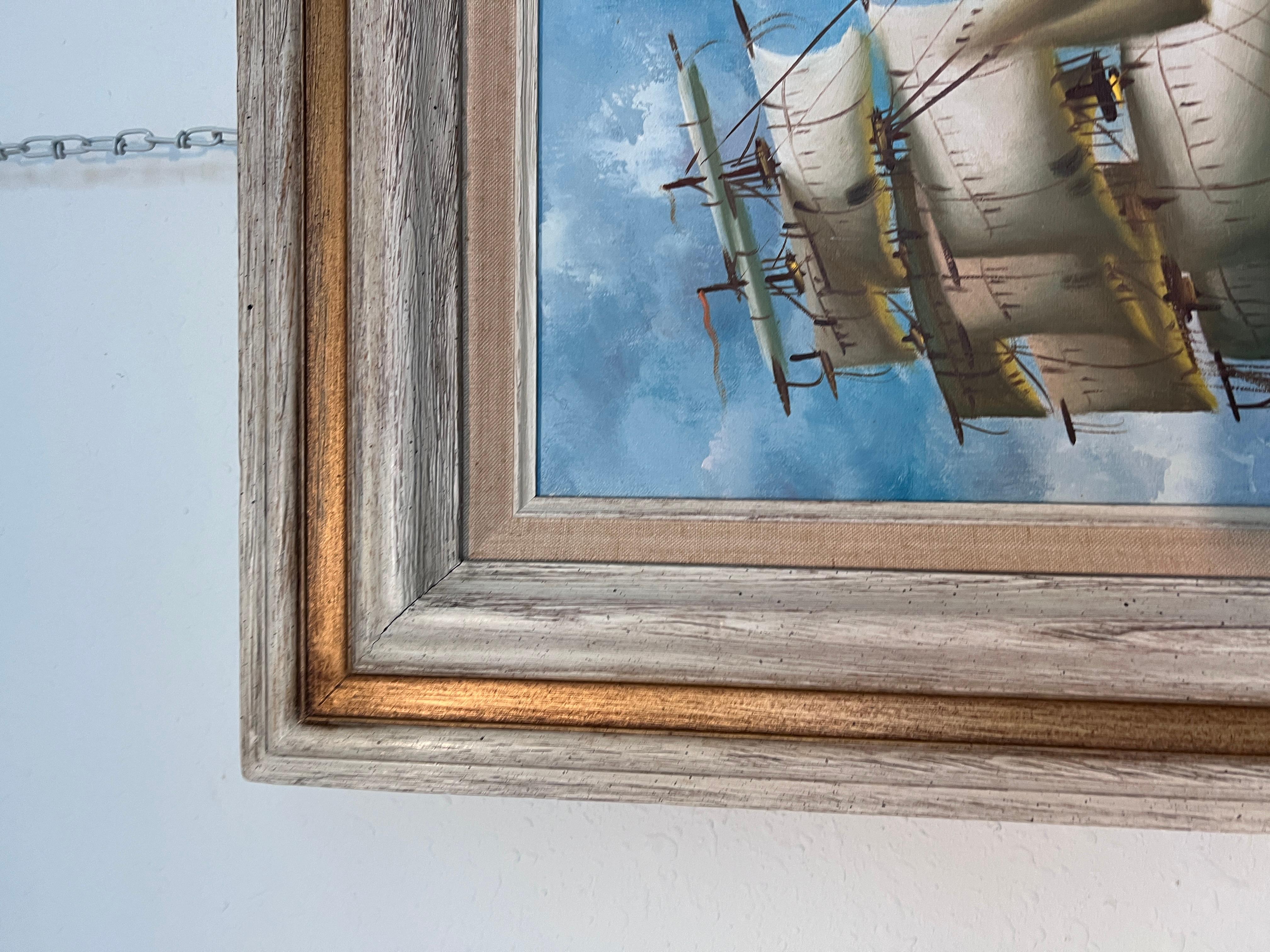 Majestic Tall Ship Original Oil Painting on canvas – Signed Hoffman – Framed im Angebot 5