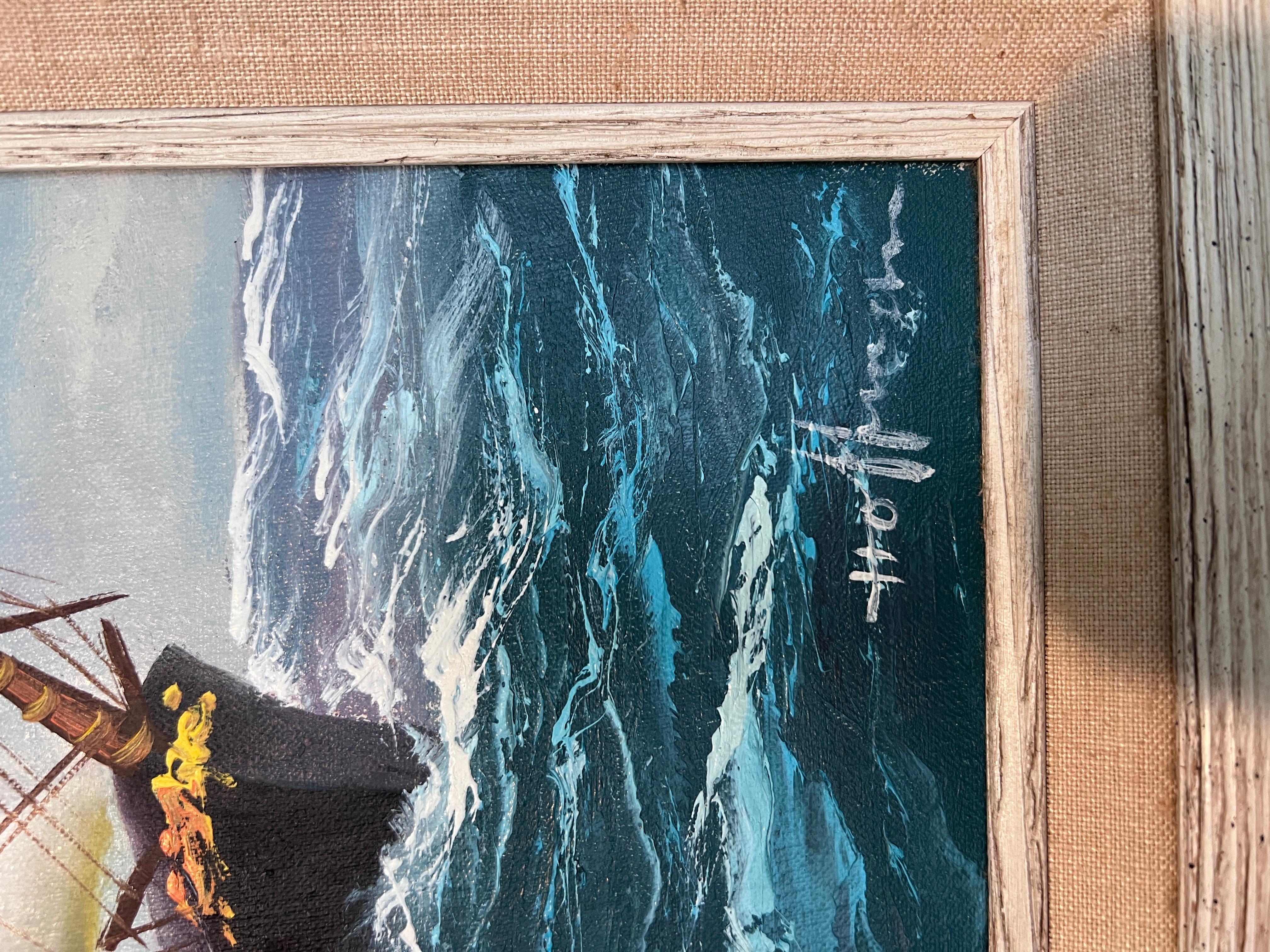 Majestic Tall Ship Original Oil Painting on canvas – Signed Hoffman – Framed im Angebot 7