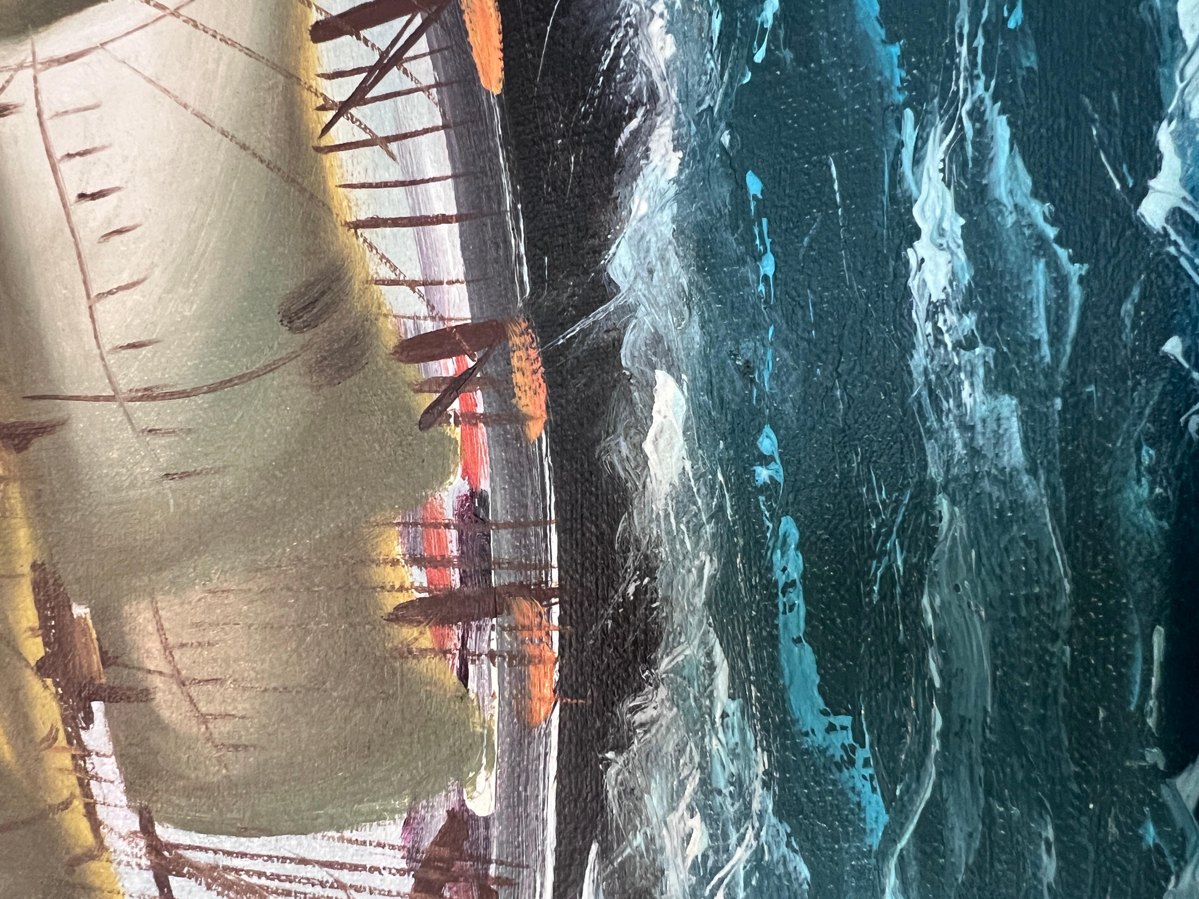 Majestic Tall Ship Original Oil Painting on canvas – Signed Hoffman – Framed im Angebot 8