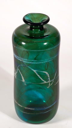 Hoffman Green Vase, Early American Studio Art Glass, 1973