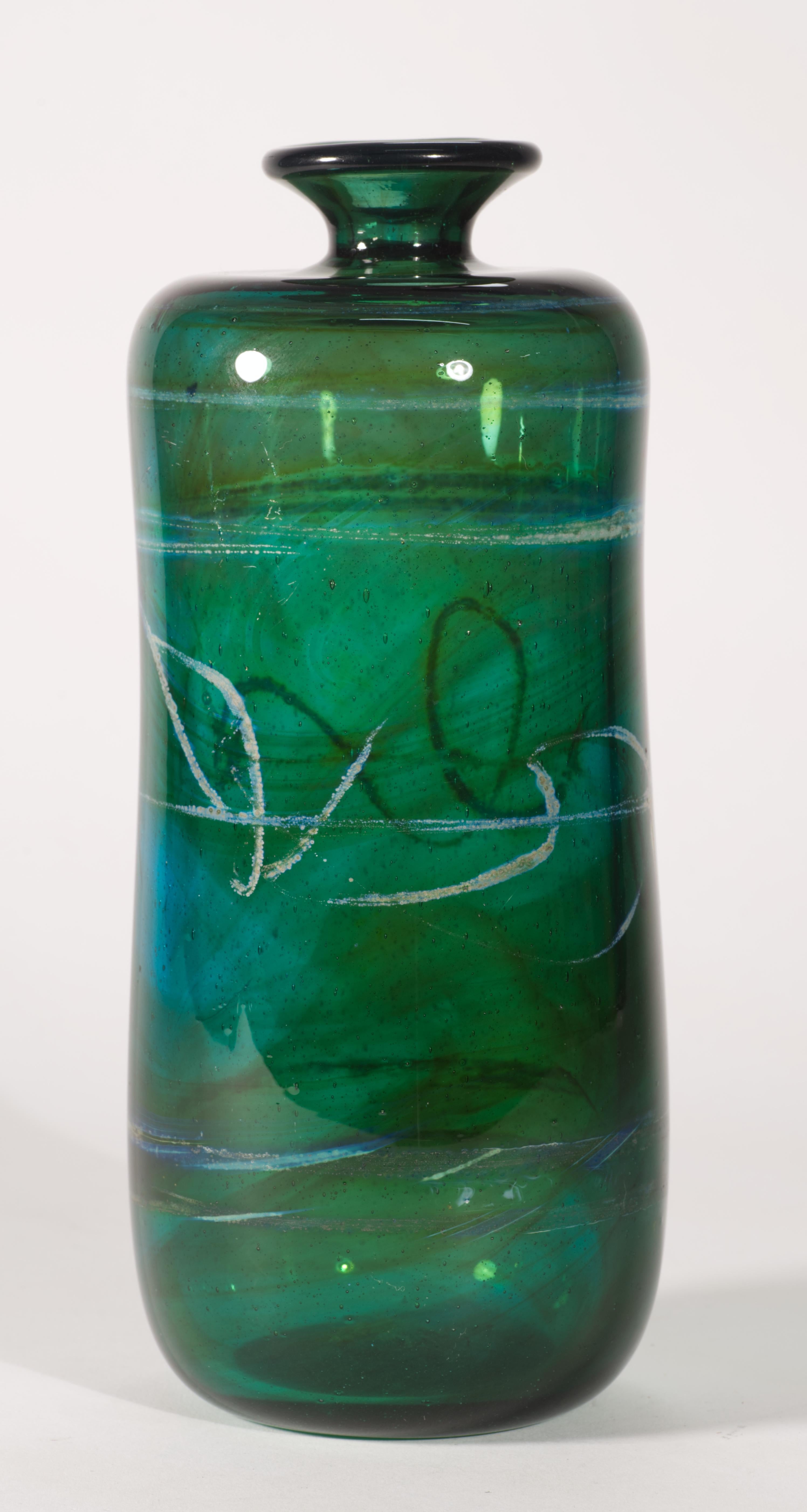 Fatto a mano Vaso Hoffman Green, vetro da studio americano, 1973 in vendita