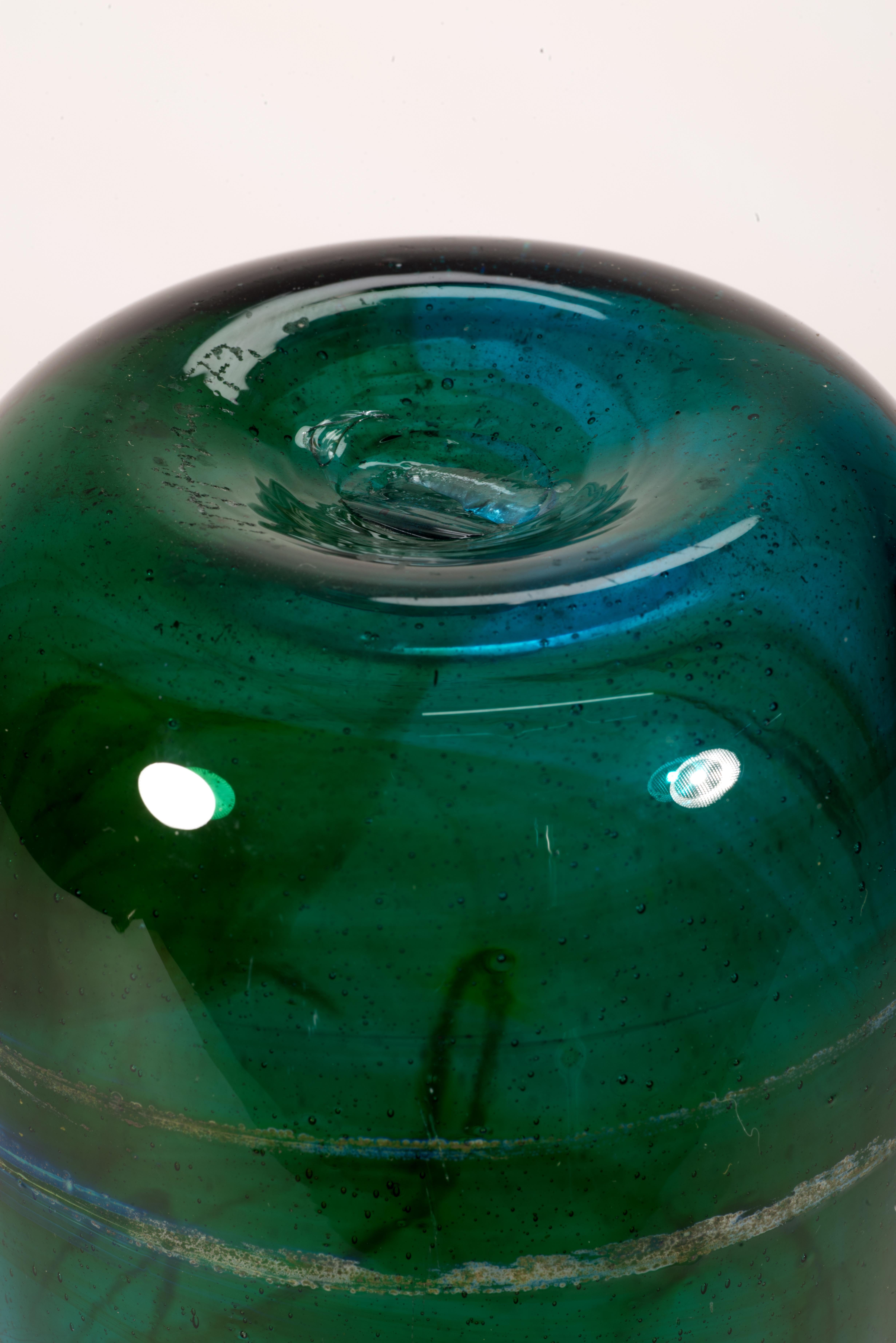 Vetro artistico Vaso Hoffman Green, vetro da studio americano, 1973 in vendita