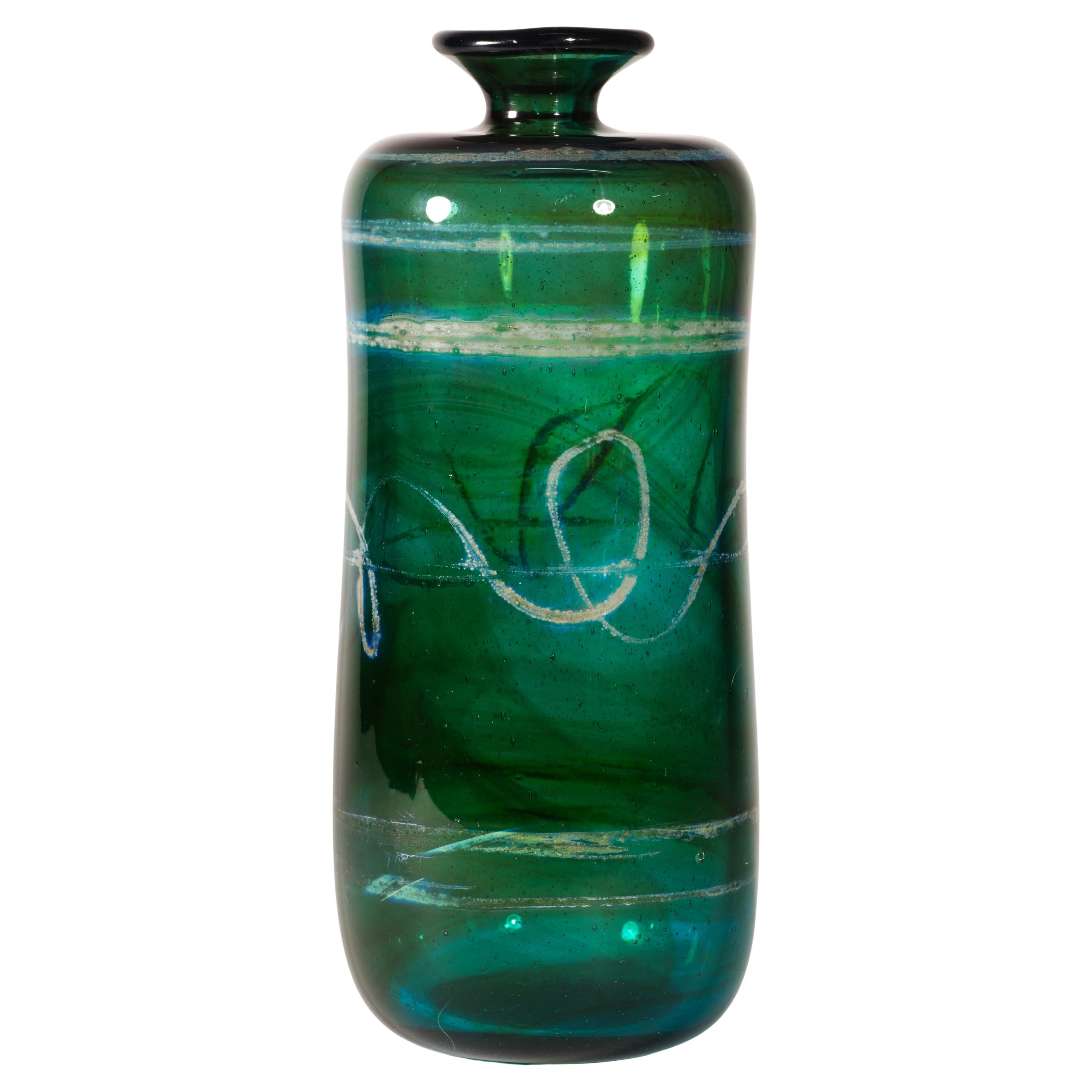 Jarrón verde Hoffman, Vidrio artístico de estudio americano temprano, 1973