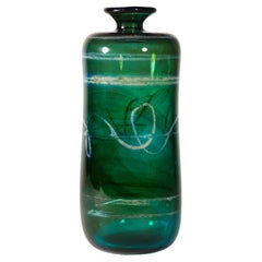 Hoffman Green Vase, Early American Studio Art Glass, 1973