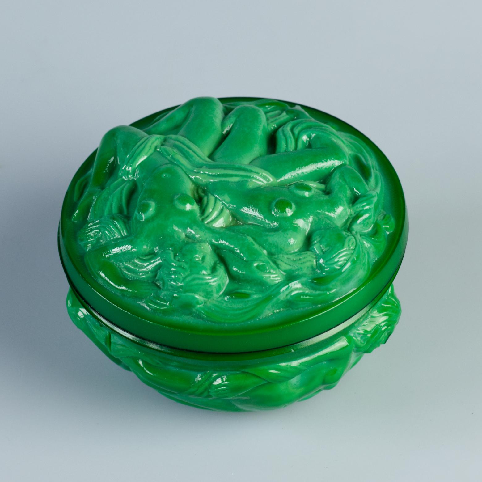 Caja de baratijas Hoffmann y Schlevogt Art Nouveau de cristal de malaquita Malaquita en venta