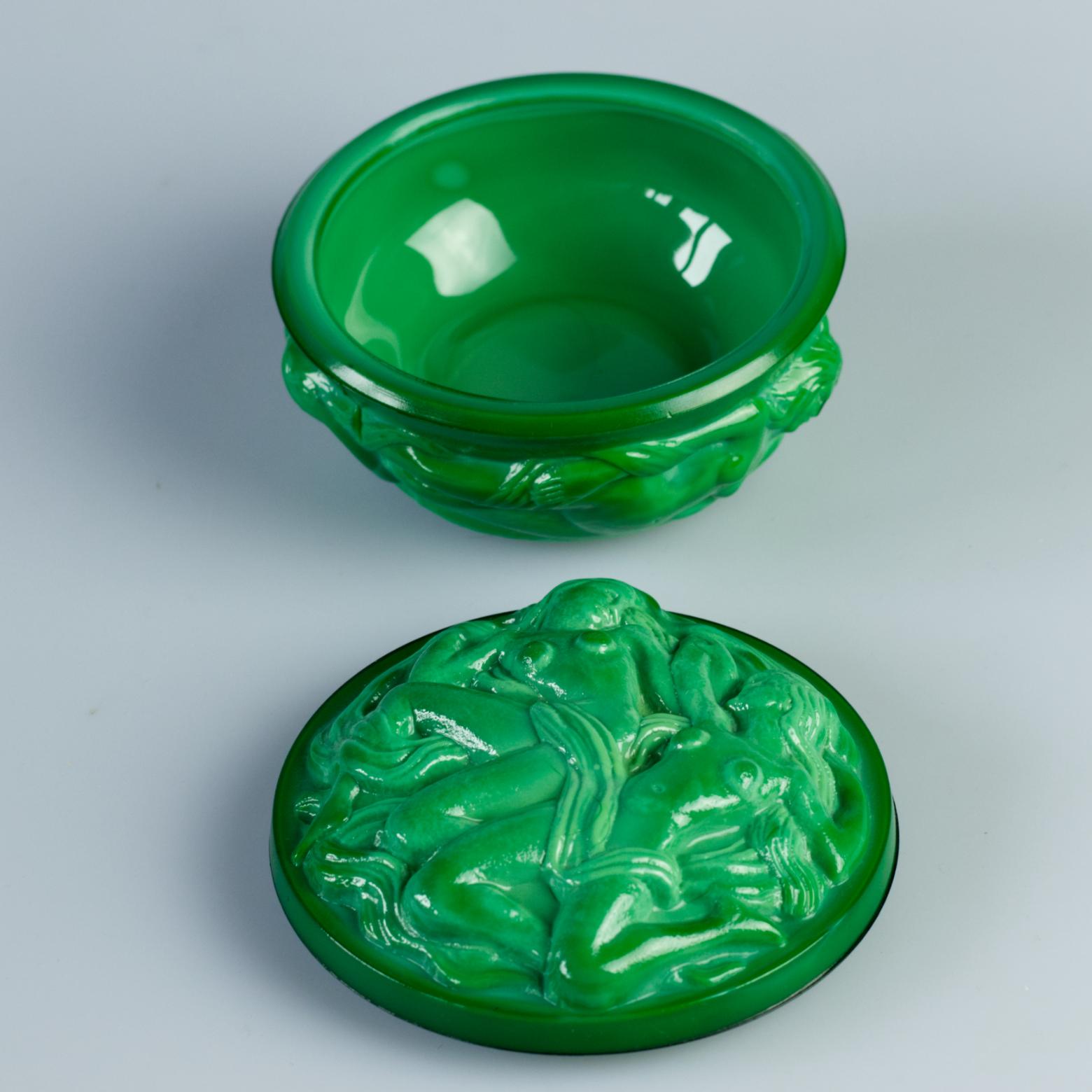 Caja de baratijas Hoffmann y Schlevogt Art Nouveau de cristal de malaquita en venta 1